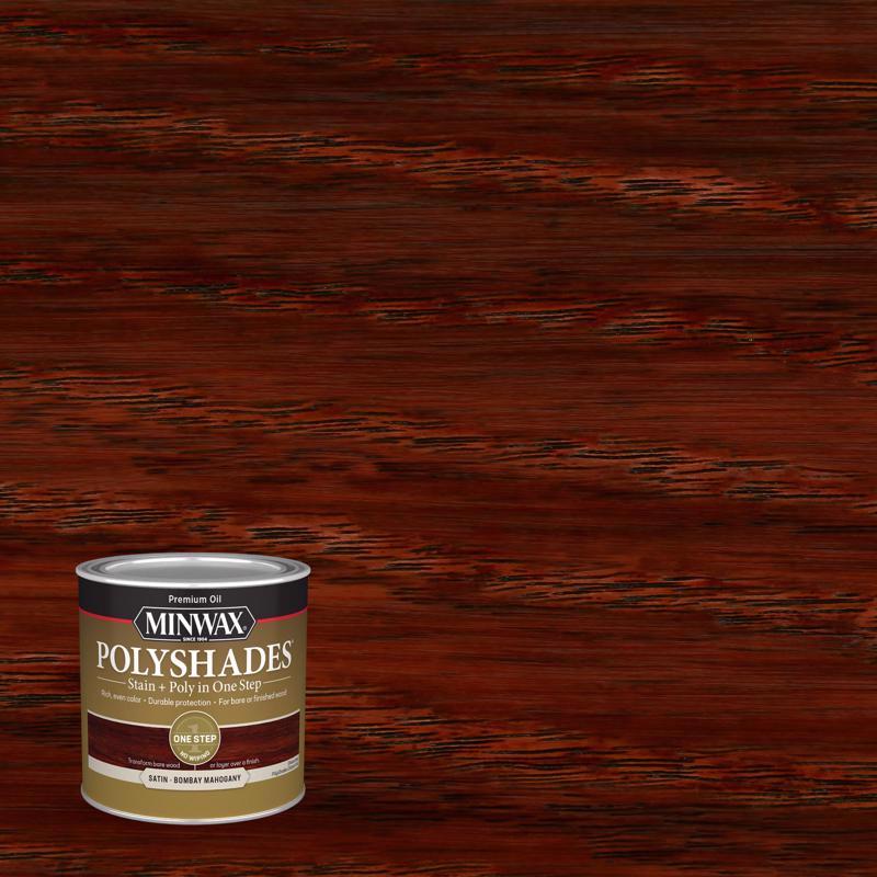 POLYSHADES - Minwax PolyShades Semi-Transparent Satin Bombay Mahogany Stain/Polyurethane Finish 0.5 pt