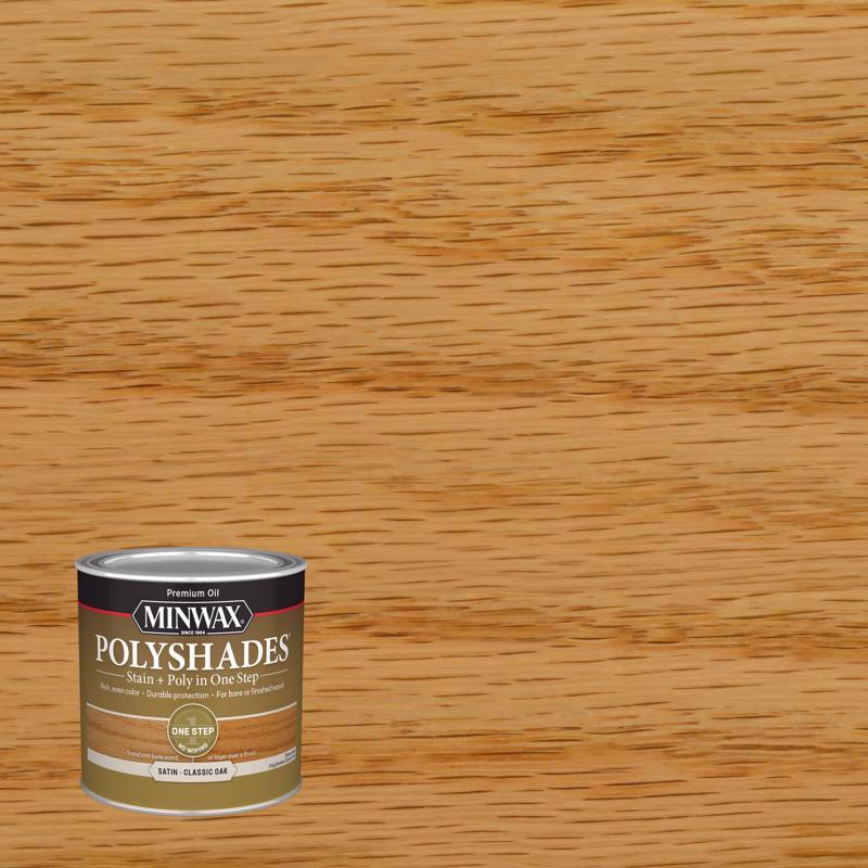 POLYSHADES - Minwax PolyShades Semi-Transparent Satin Classic Oak Oil-Based Stain/Polyurethane Finish 0.5 pt