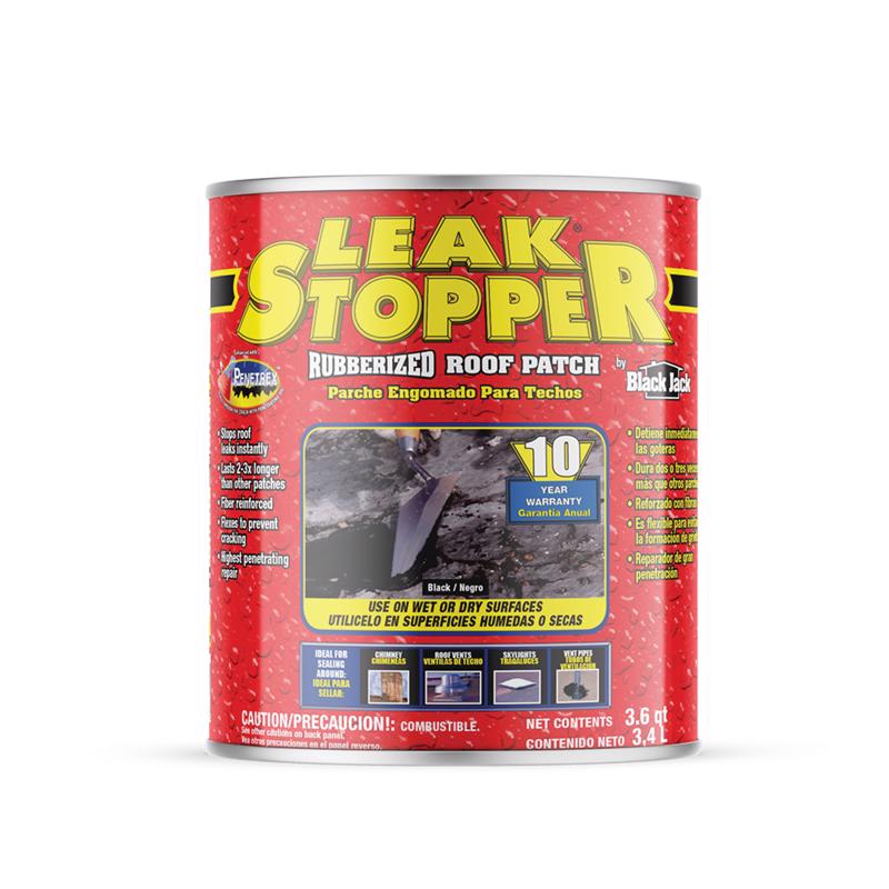 LEAK STOPPER - Leak Stopper Gloss Black Rubber Roof Patch 3.6 qt - Case of 4