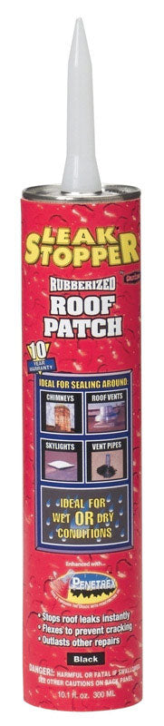 LEAK STOPPER - Leak Stopper Gloss Black Rubber Roof Patch 10.1 oz - Case of 12