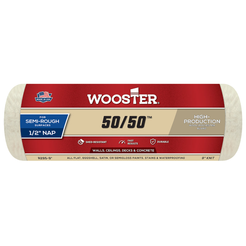 WOOSTER - Wooster 50/50 Lambswool Polyester 9 in. W X 1/2 in. Paint Roller Cover 1 pk