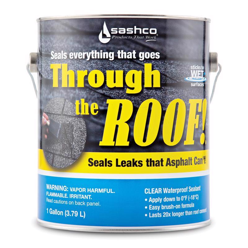 THROUGH THE ROOF - Sashco Through The Roof Gloss Clear Synthetic Rubber Roof Sealant 1 gal - Case of 2 [14004]
