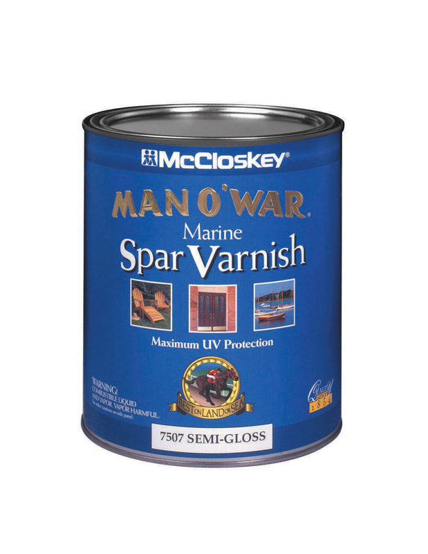 MAN O' WAR - McCloskey Man O' War Semi-Gloss Clear Marine Spar Varnish 1 qt - Case of 4 [080.0007507.005]