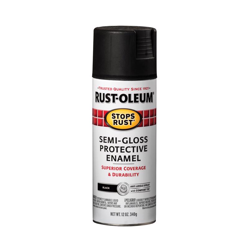 RUST-OLEUM - Rust-Oleum Stops Rust Semi-Gloss Black Spray Paint 12 oz - Case of 6