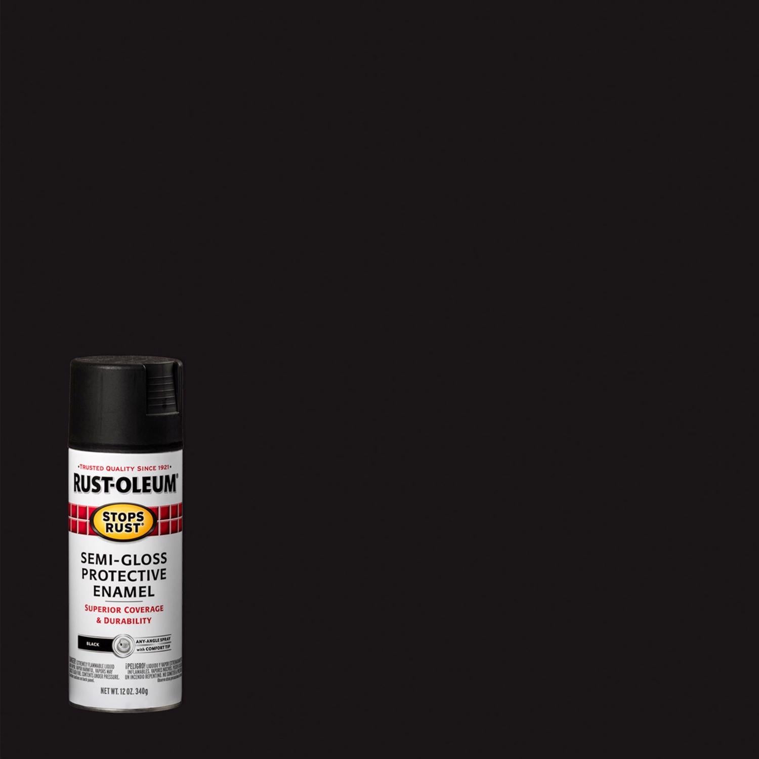 Rust-Oleum Stops Rust Semi-Gloss Black Spray Paint 12 oz - Case of 6