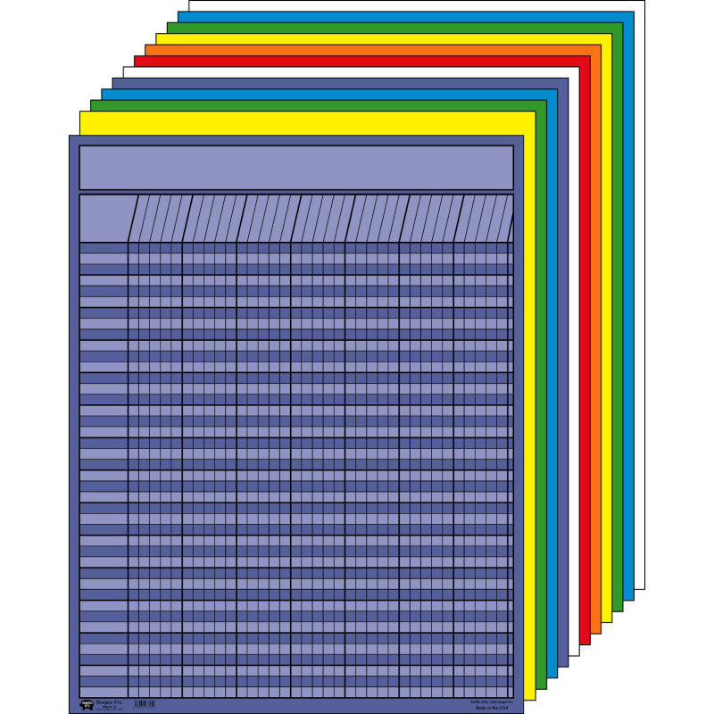 CREATIVE SHAPES ETC. - Vertical Incentive Chart, 28" x 22", Assorted Colors, Pack of 12