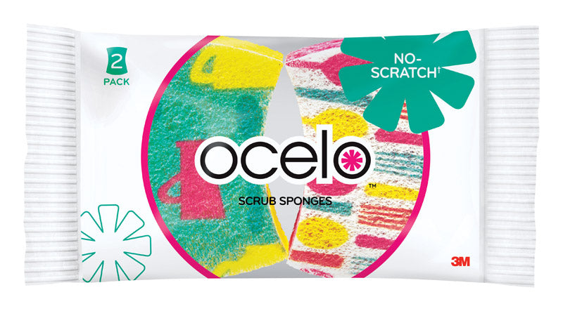 3M - Scotch-Brite Ocelo Delicate, Light Duty Scrubber Sponge For Non-Scratch 3.7 in. L 2 pk - Case of 12