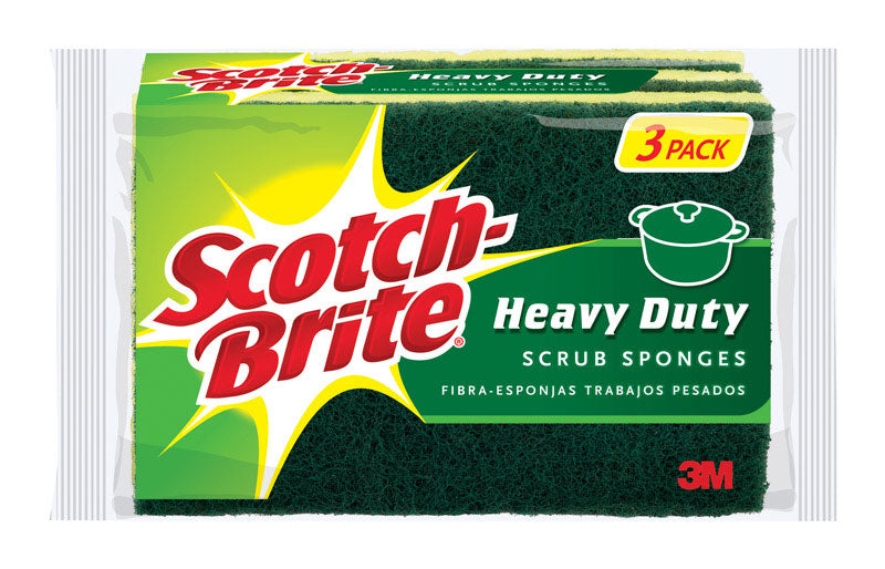 SCOTCH-BRITE - Scotch-Brite Heavy Duty Sponge For Pots and Pans 4.5 in. L 3 pk - Case of 8