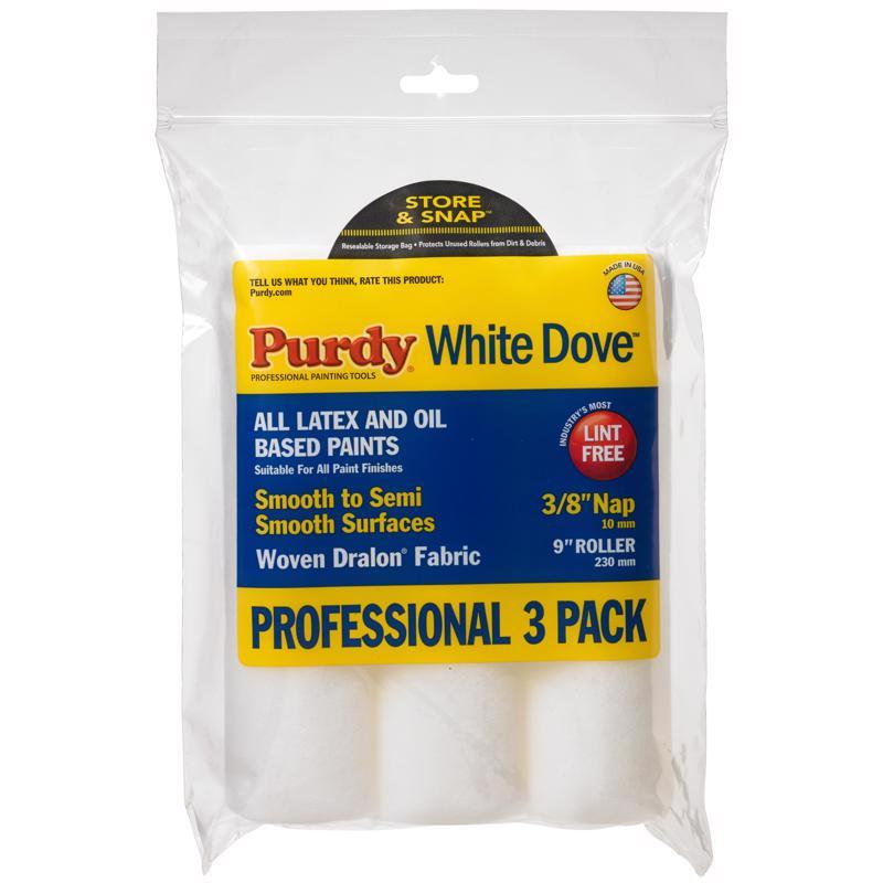 PURDY - Purdy White Dove Woven Fabric 9 in. W X 3/8 in. Paint Roller Cover 3 pk