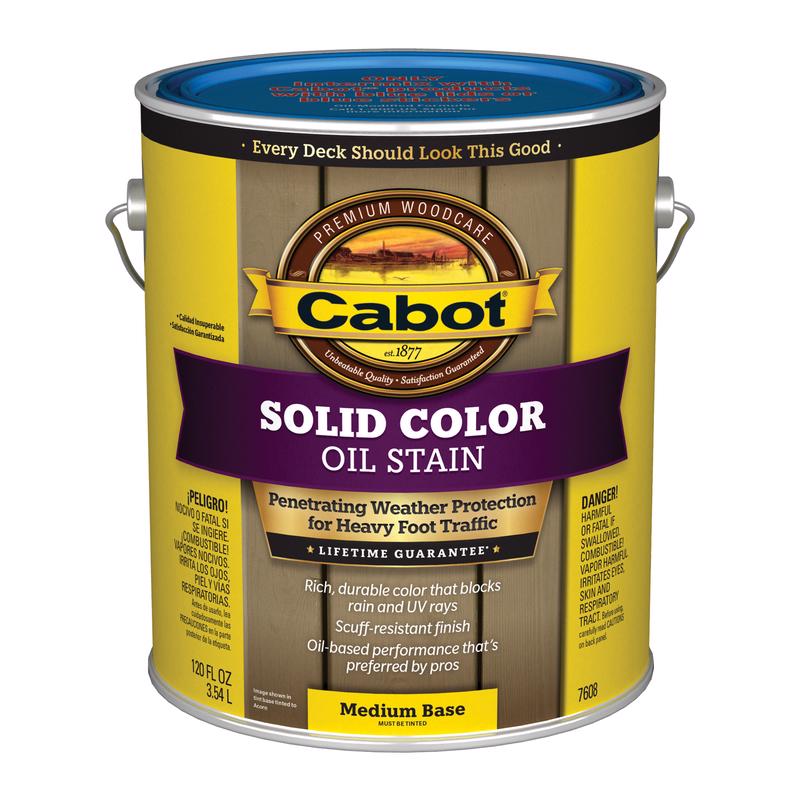 CABOT - Cabot Solid Color Oil Low VOC Solid Tintable Medium Base Oil-Based Alkyd Deck Stain 1 gal - Case of 4