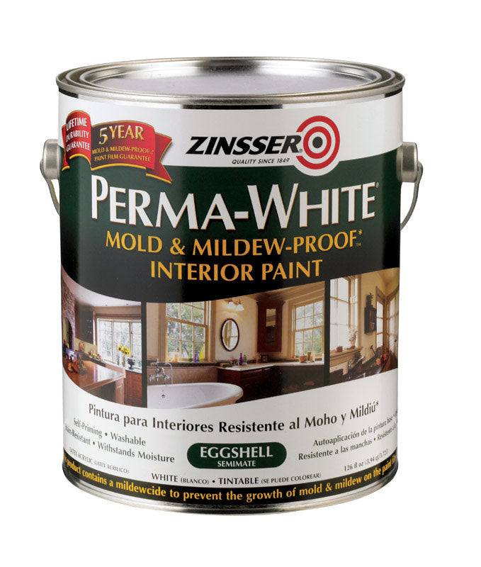 ZINSSER - Zinsser Perma-White Eggshell White Water-Based Mold and Mildew-Proof Paint Interior 1 gal - Case of 2