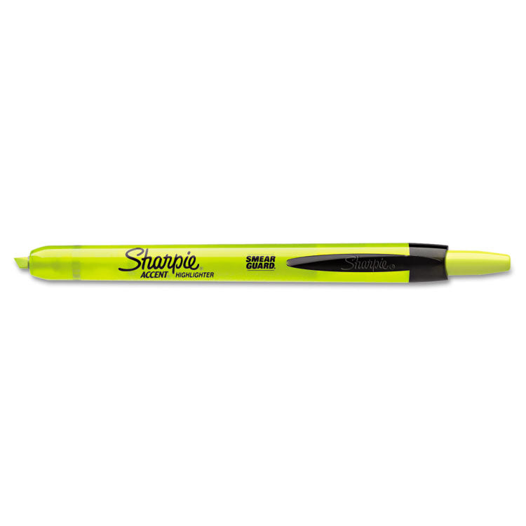 Sharpie - Retractable Highlighters, Fluorescent Yellow Ink, Chisel Tip, Yellow/Black Barrel, Dozen