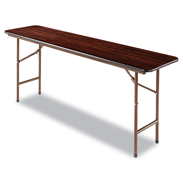 Alera - Wood Folding Table, Rectangular, 71.88w x 17.75d x 29.13h, Mahogany