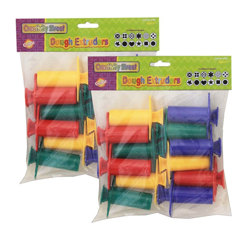 CREATIVITY STREET - Dough Extruders, 12 Assorted Patterns, Approx. 3", 12 Pieces Per Pack, 2 Packs