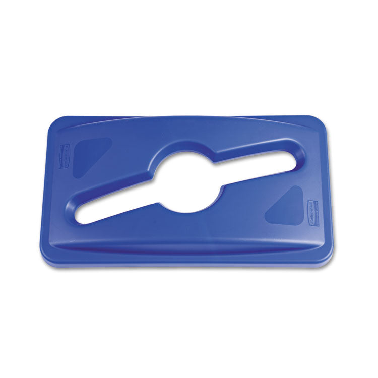 Rubbermaid Commercial - Slim Jim Single Stream Recycling Top for Slim Jim Containers, 12.1w x 21d x 2.75h, Blue