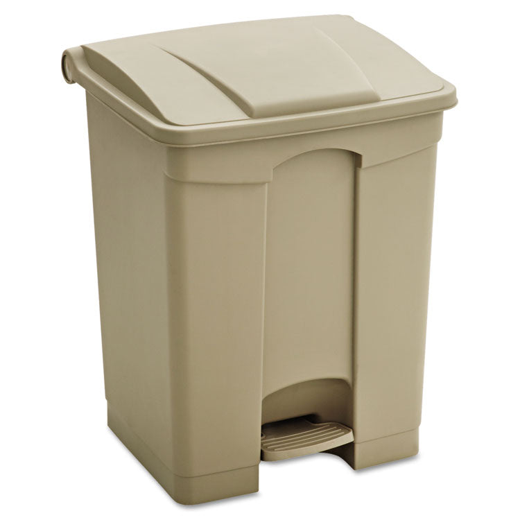 Safco - Large Capacity Plastic Step-On Receptacle, 17 gal, Plastic, Tan