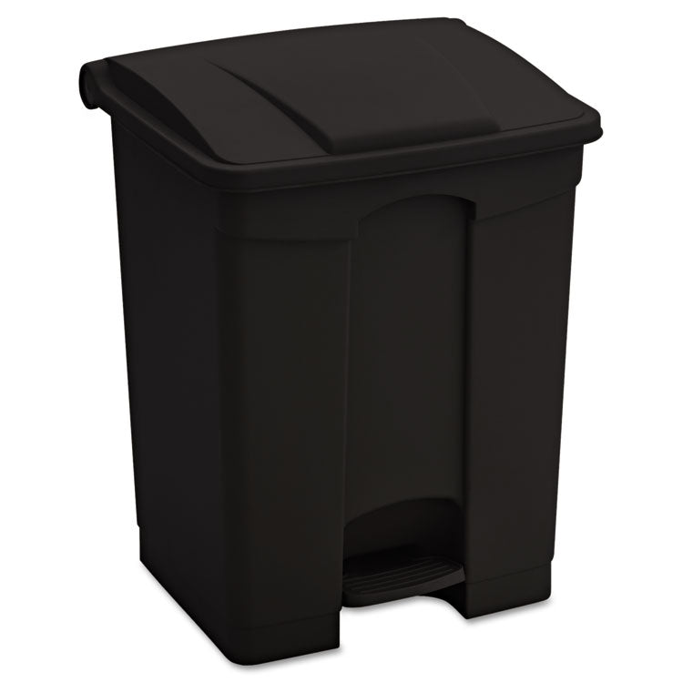 Safco - Large Capacity Plastic Step-On Receptacle, 17 gal, Plastic, Black