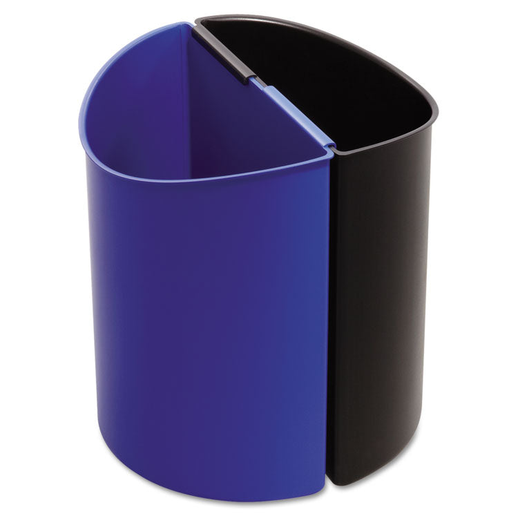 Safco - Desk-Side Recycling Receptacle, 3 gal, Plastic, Black/Blue