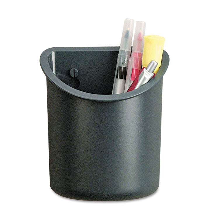 Universal - Recycled Plastic Cubicle Pencil Cup, 4.25 x 2.5 x 5, Wall Mount, Charcoal