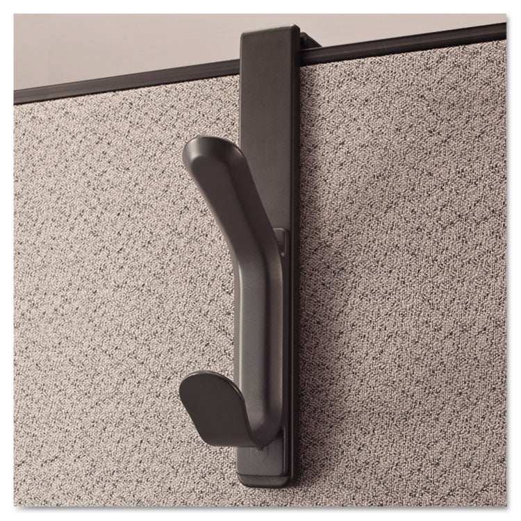 Universal - Recycled Cubicle Double Coat Hook, Plastic, Charcoal