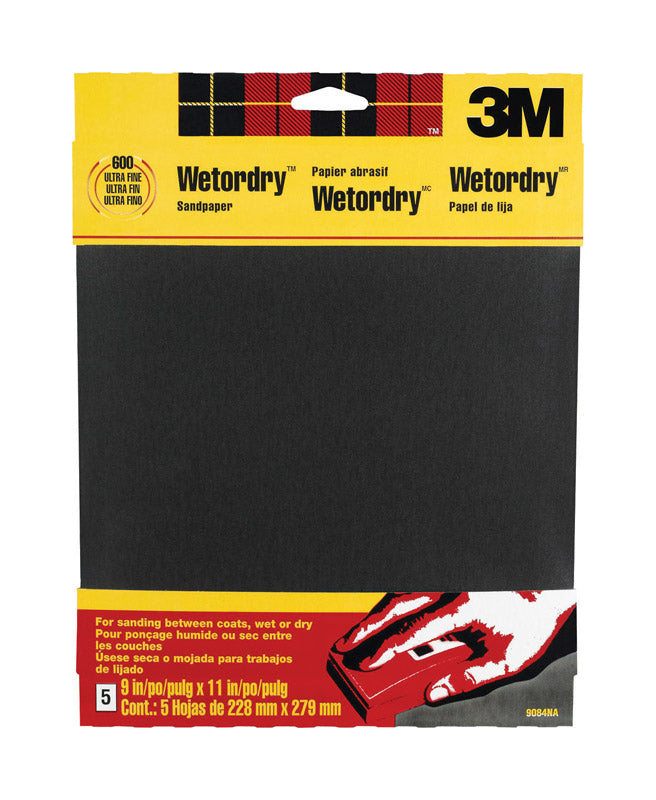 3M - 3M 11 in. L X 9 in. W 600 Grit Silicon Carbide Sandpaper 5 pk - Case of 10