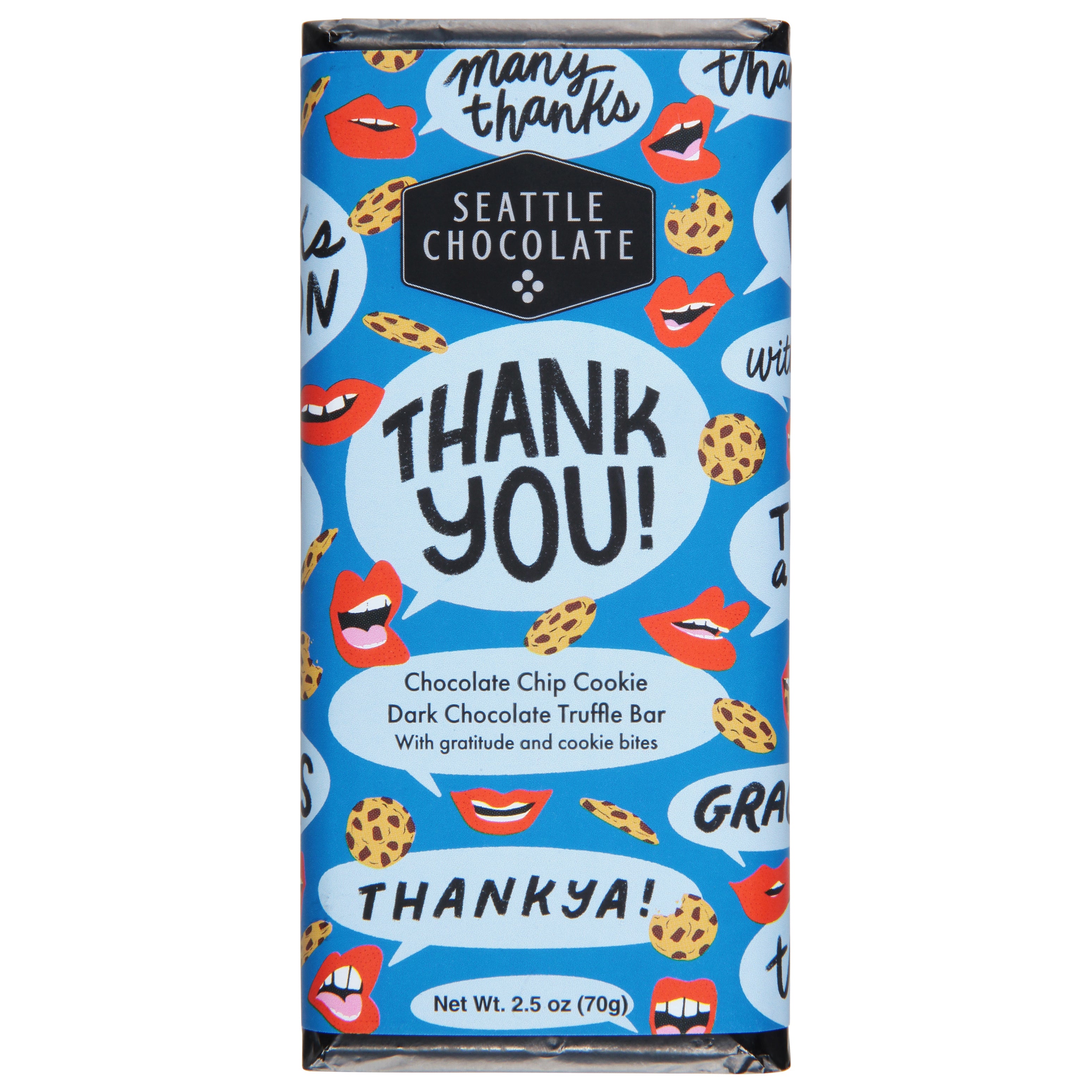 Seattle Chocolate Chocolate Chip Cookie Dark Chocolate Truffle Bar 2.5 oz - Case of 12