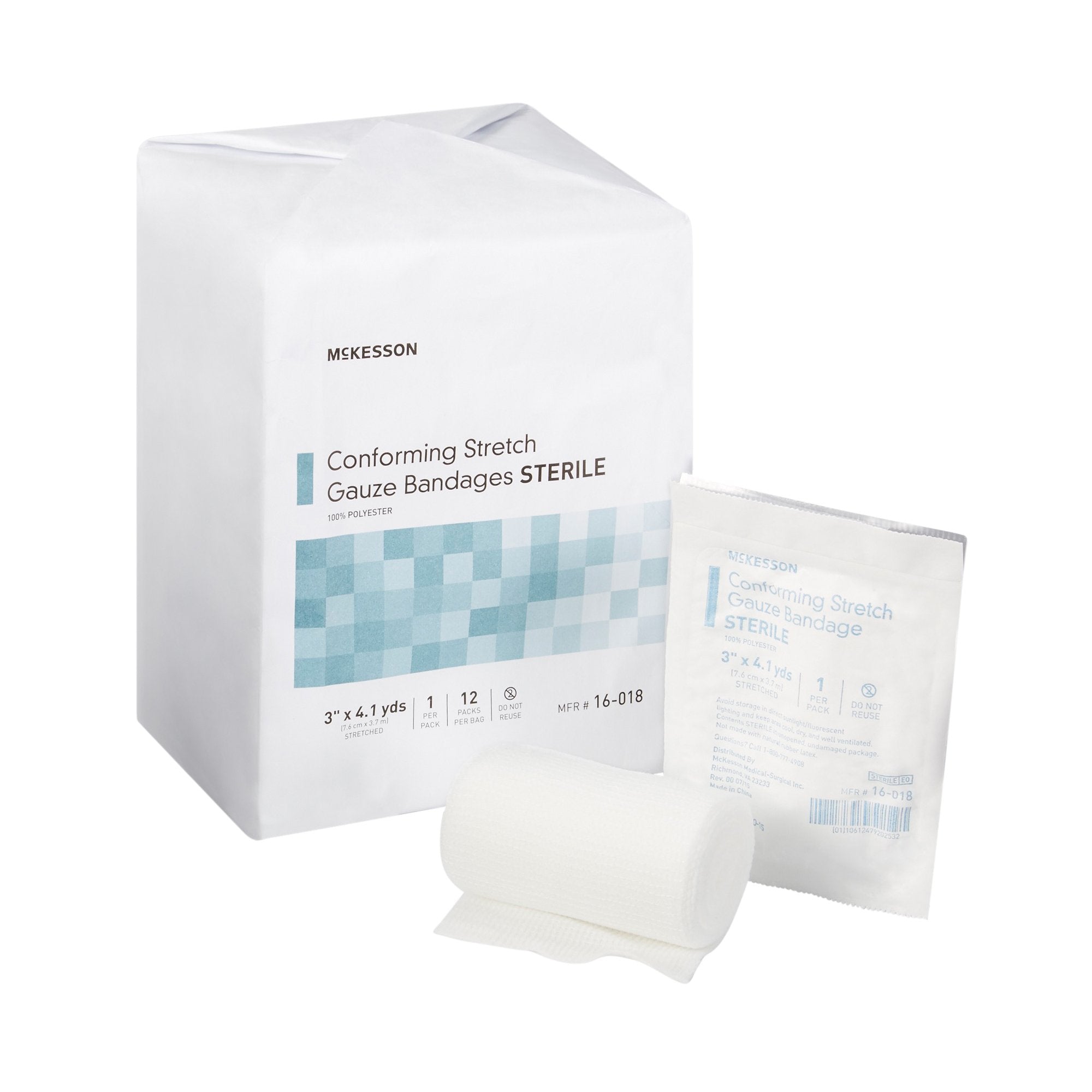 McKesson Brand - Conforming Bandage McKesson 3 Inch X 4-1/10 Yard Sterile 1 per Pack [12/BG]