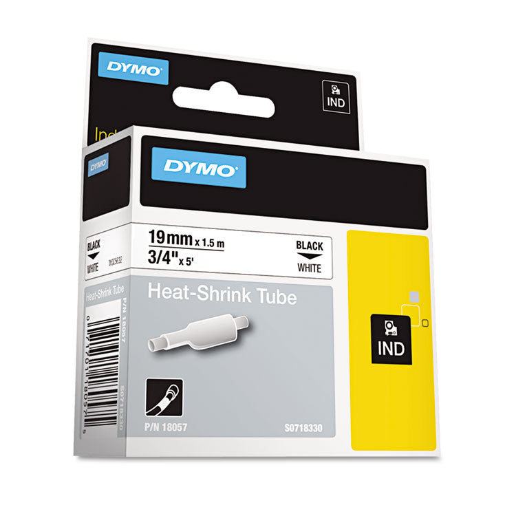 DYMO - Rhino Heat Shrink Tubes Industrial Label Tape, 0.75" x 5 ft, White/Black Print