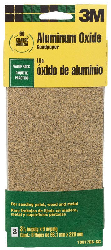 3M - 3M 9 in. L X 3-2/3 in. W 60 Grit Aluminum Oxide Sandpaper 6 pk - Case of 10