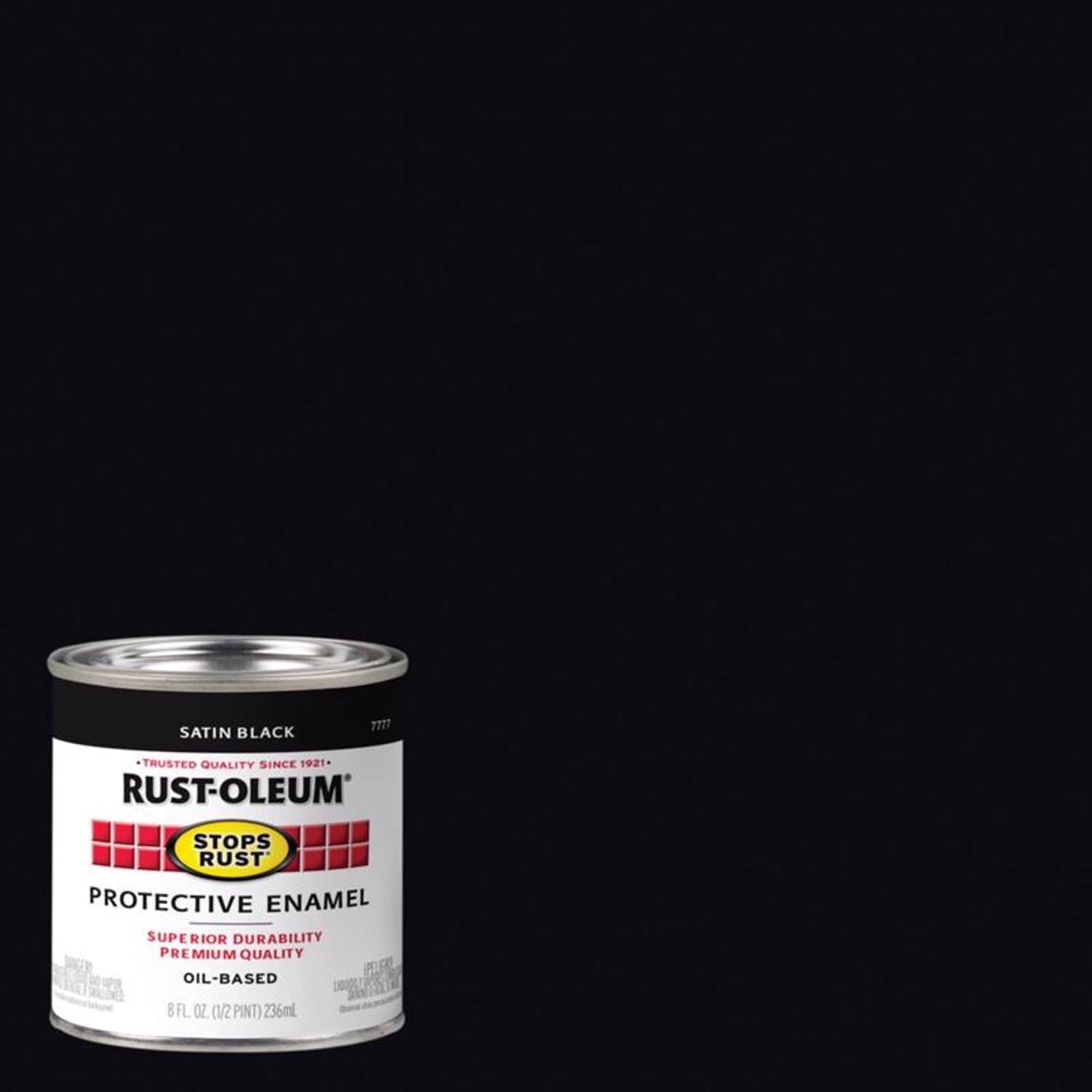 Rust-Oleum Stops Rust Indoor and Outdoor Satin Black Oil-Based Enamel Protective Paint 0.5 pt