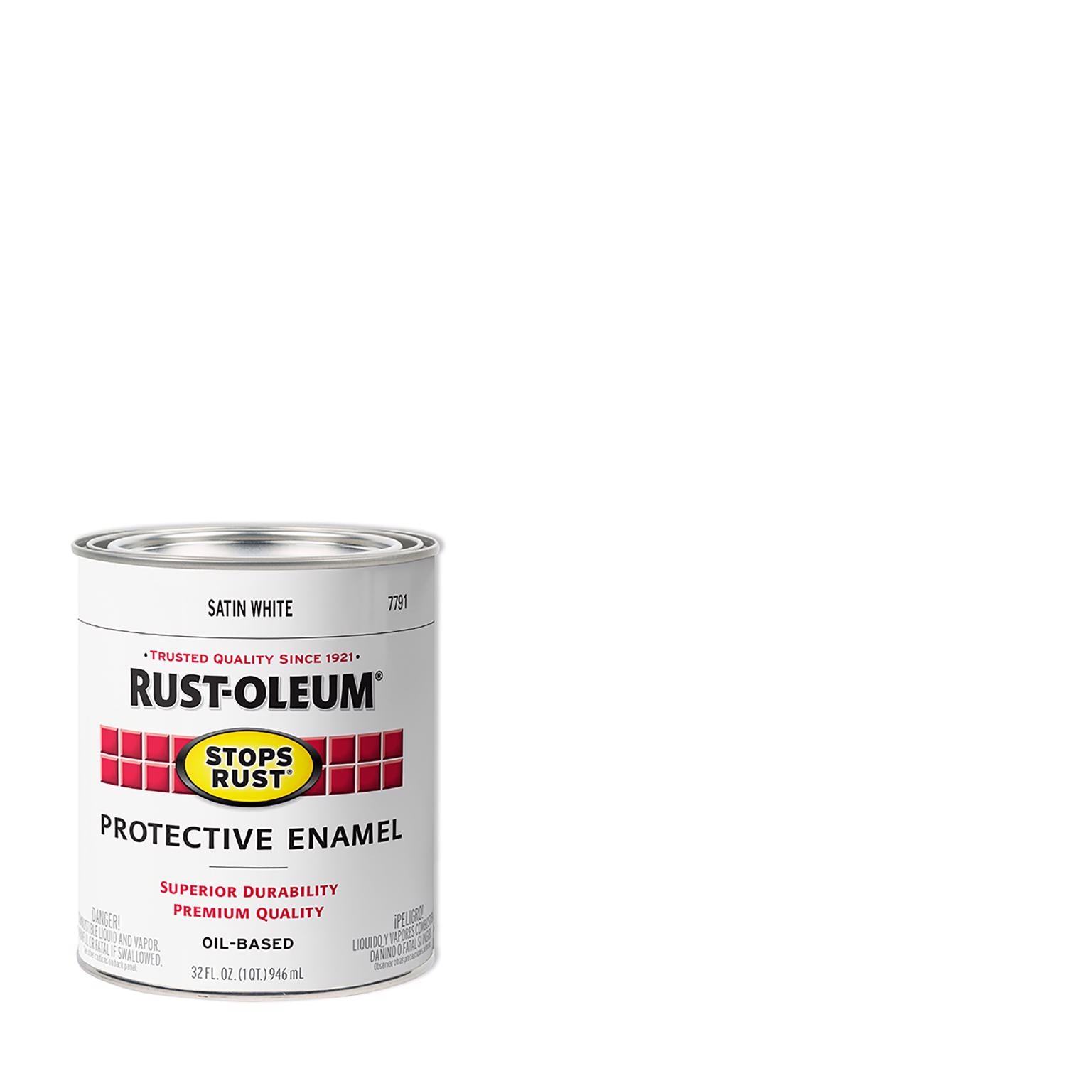 Rust-Oleum Stops Rust Indoor and Outdoor Satin White Oil-Based Protective Paint 1 qt - Case of 2