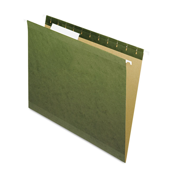 Pendaflex - Reinforced Hanging File Folders with Printable Tab Inserts, Letter Size, 1/3-Cut Tabs, Standard Green, 25/Box