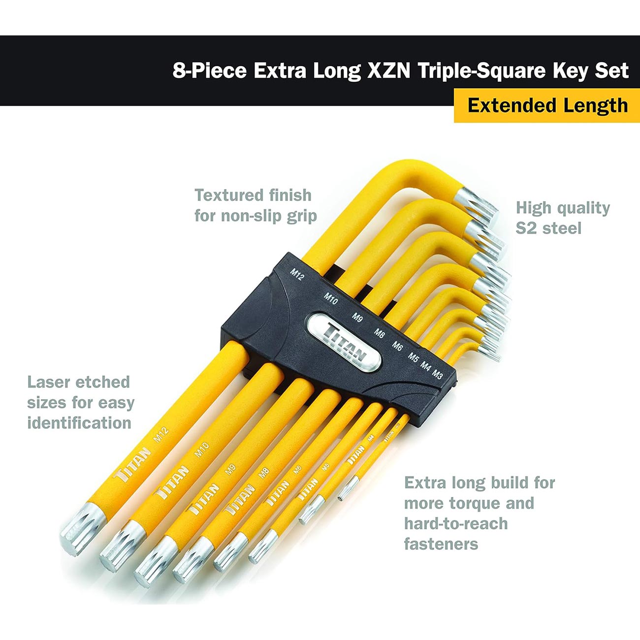 Titan Extra-Long Triple-Square Key Set (8 Piece Set)
