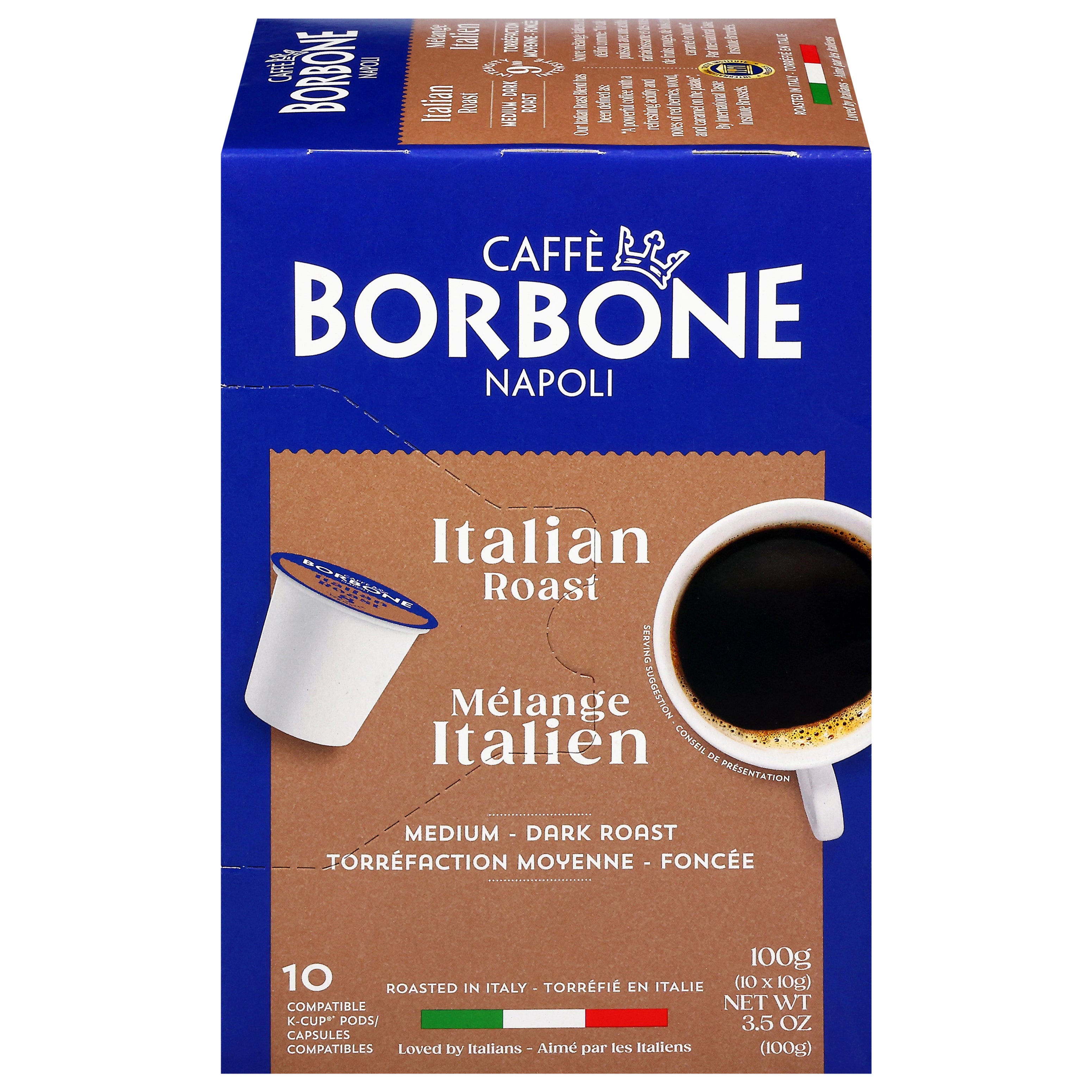 Caffe Borbone Medium-Dark Roast Italian Roast Coffee 10 - 10 g K-Cup Pods/Capsules - Case of 6