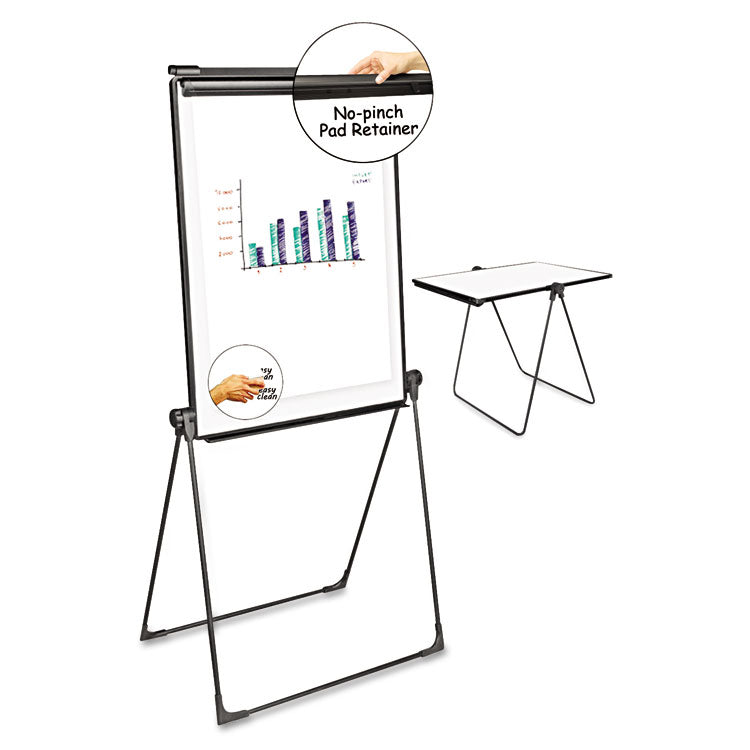 Universal - Foldable Double-Sided Dry Erase Easel, Two Configurations, 29 x 41, White Surface, Black Plastic Frame