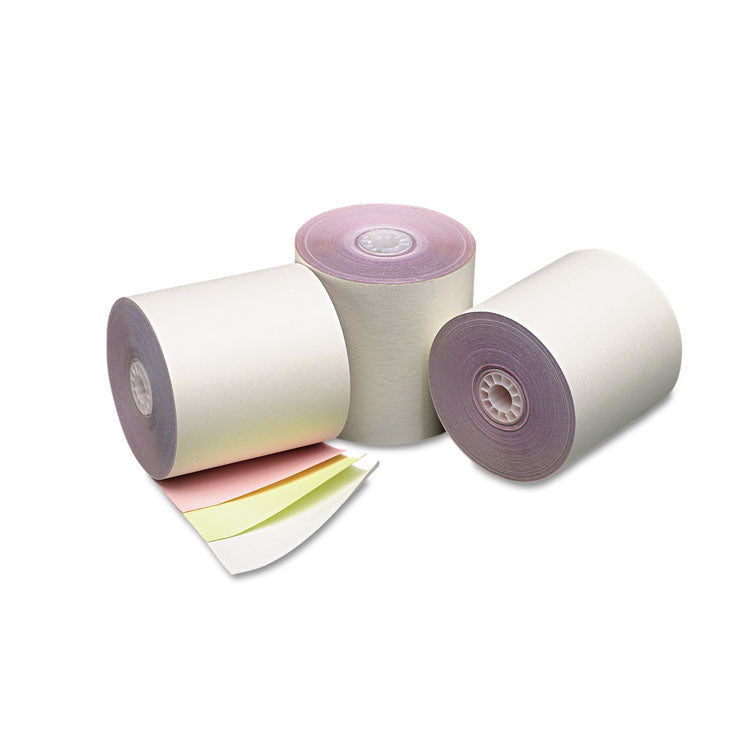 Iconex - Impact Printing Carbonless Paper Rolls, 3" x 70 ft, White/Canary/Pink, 50/Carton