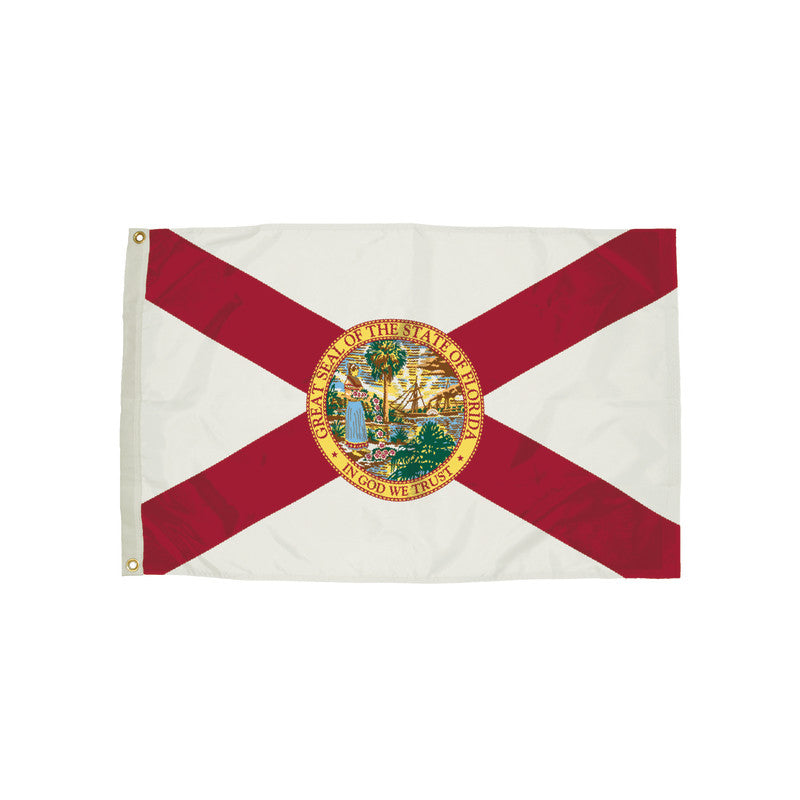 FLAGZONE - Durawavez Nylon Outdoor Flag with Heading & Grommets, Florida, 3ft x 5ft