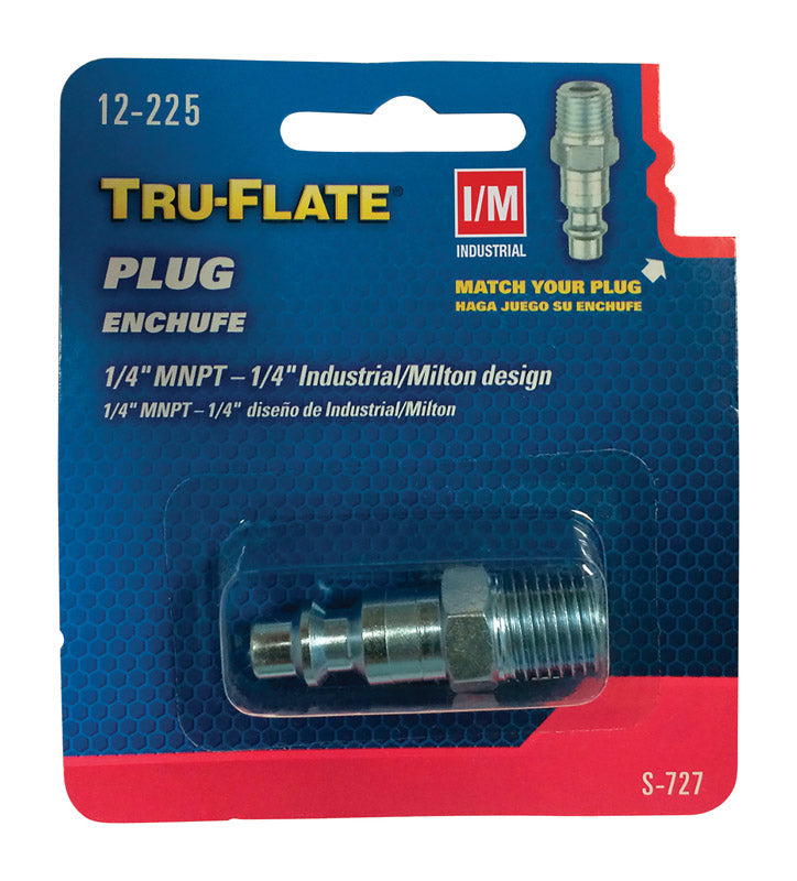 TRU-FLATE - Tru-Flate Steel Air Plug 1/4 in. Male 1 pc - Case of 10 [TRFL12225]