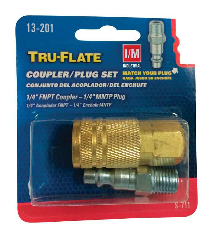 TRU-FLATE - Tru-Flate Brass/Steel Air Coupler and Plug Set 1/4 in. Female 1 pc