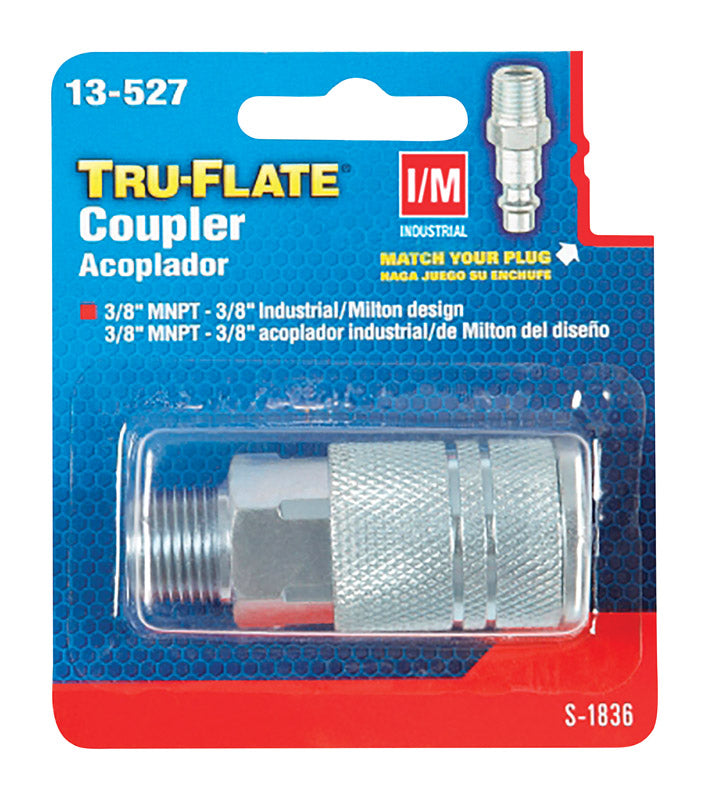 TRU-FLATE - Tru-Flate Steel Quick Change Coupler 3/8 in. Male 1 pc