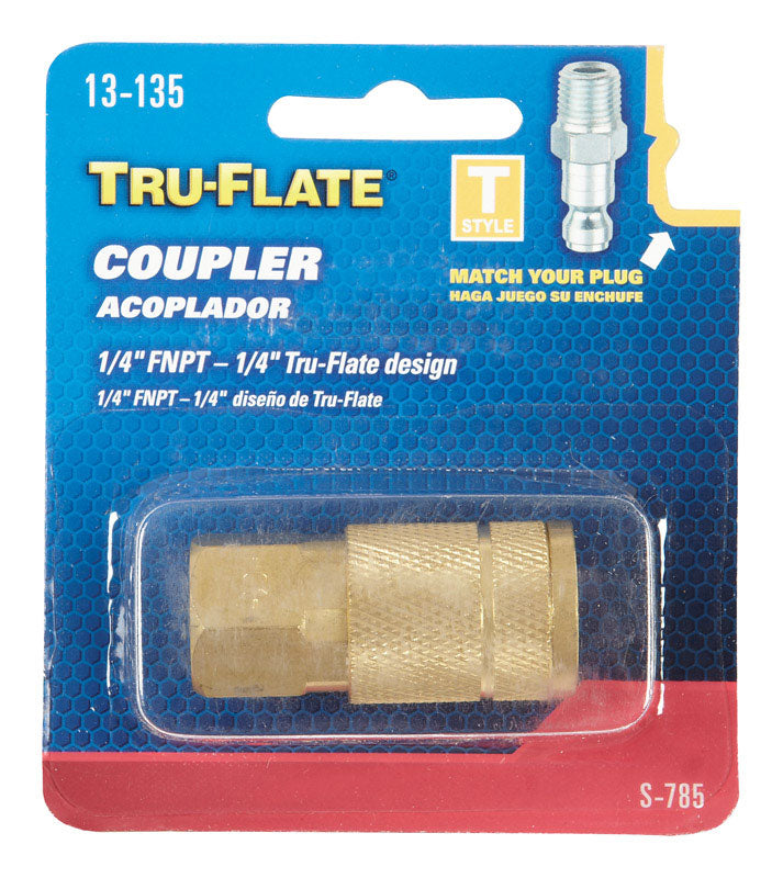 TRU-FLATE - Tru-Flate Brass Quick Change Coupler 1/4 in. FPT 1 pc [TRFL13135]