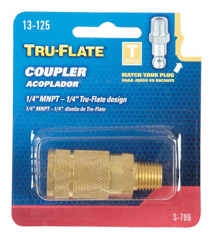 TRU-FLATE - Tru-Flate Brass Quick Change Coupler 1/4 in. Male 1 pc [TRFL13125]