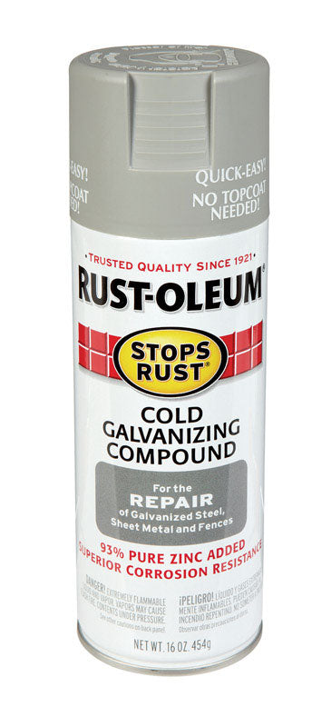 RUST-OLEUM - Rust-Oleum Stops Rust Flat/Matte Gray Cold Galvanizing Compound Spray 16 oz - Case of 6