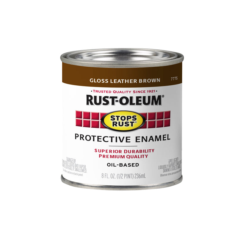 RUST-OLEUM - Rust-Oleum Stops Rust Indoor and Outdoor Gloss Leather Brown Oil-Based Protective Paint 0.5 pt