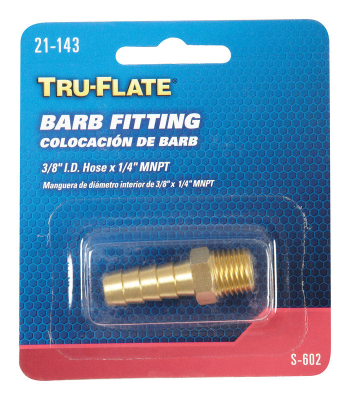 TRU-FLATE - Tru-Flate Brass Barb Hose Fitting 3/8 Male 1 pc