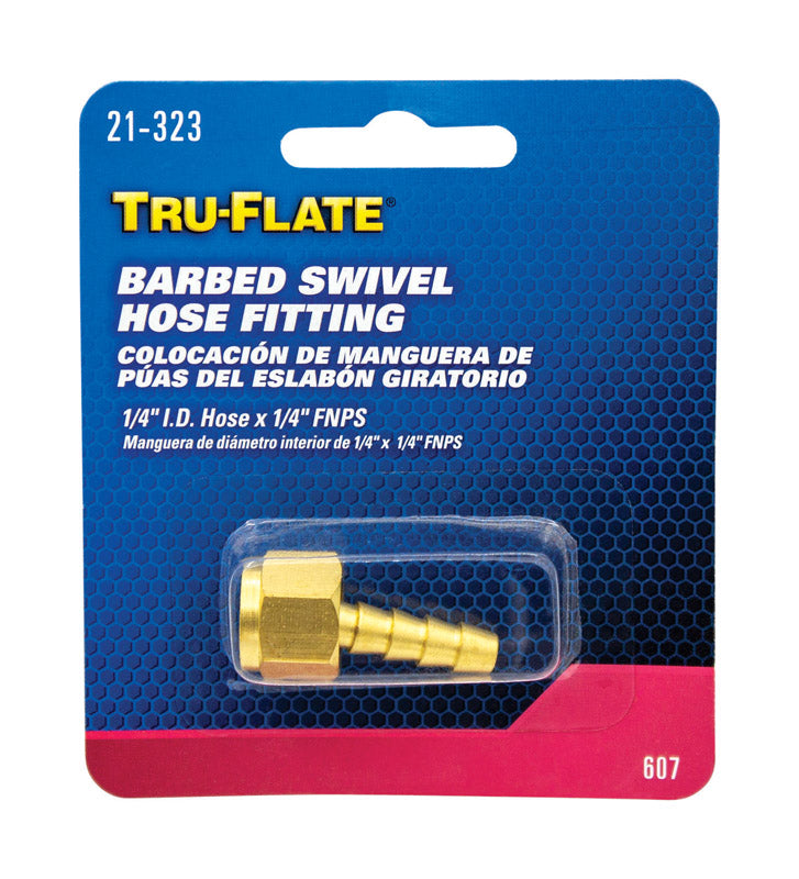 TRU-FLATE - Tru-Flate Brass Barbed Swivel Fitting 1/4 in. Female 1 pc