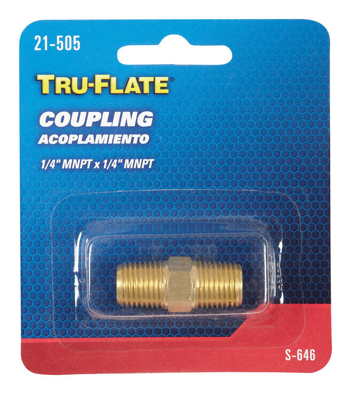 TRU-FLATE - Tru-Flate Brass Coupling 1/4 in. Male 1 pc