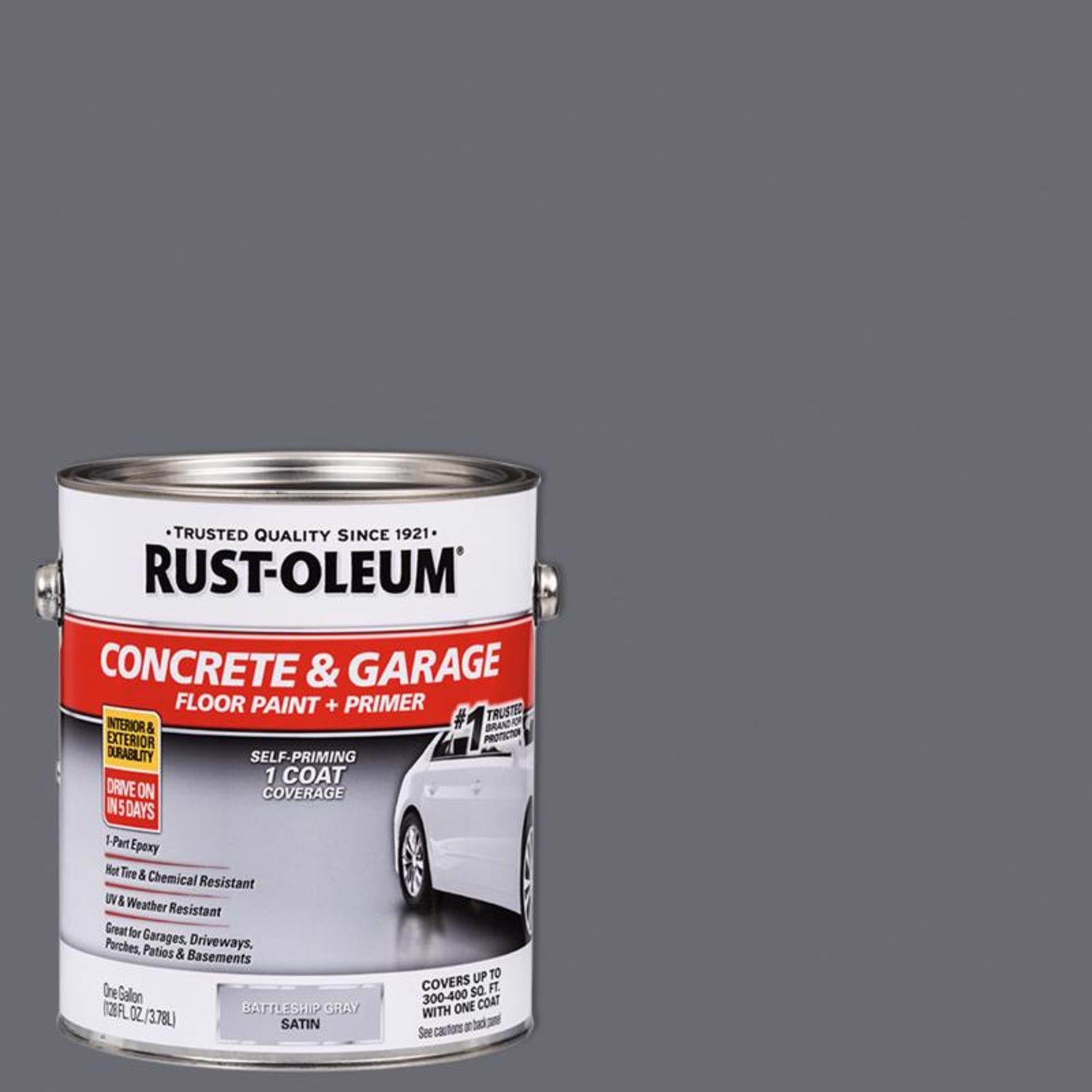 Rust-Oleum Satin Battleship Gray Acrylic Concrete and Garage Floor Paint 1 gal - Case of 2