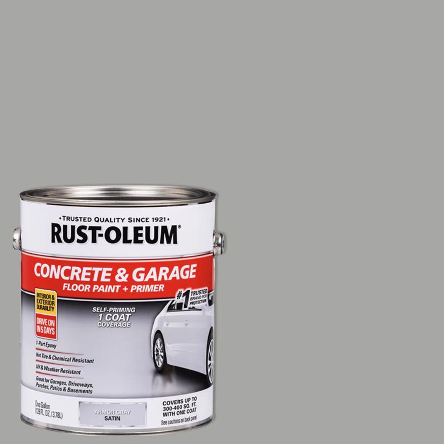 Rust-Oleum Satin Armor Gray Acrylic Concrete & Garage Floor Paint 1 gal - Case of 2