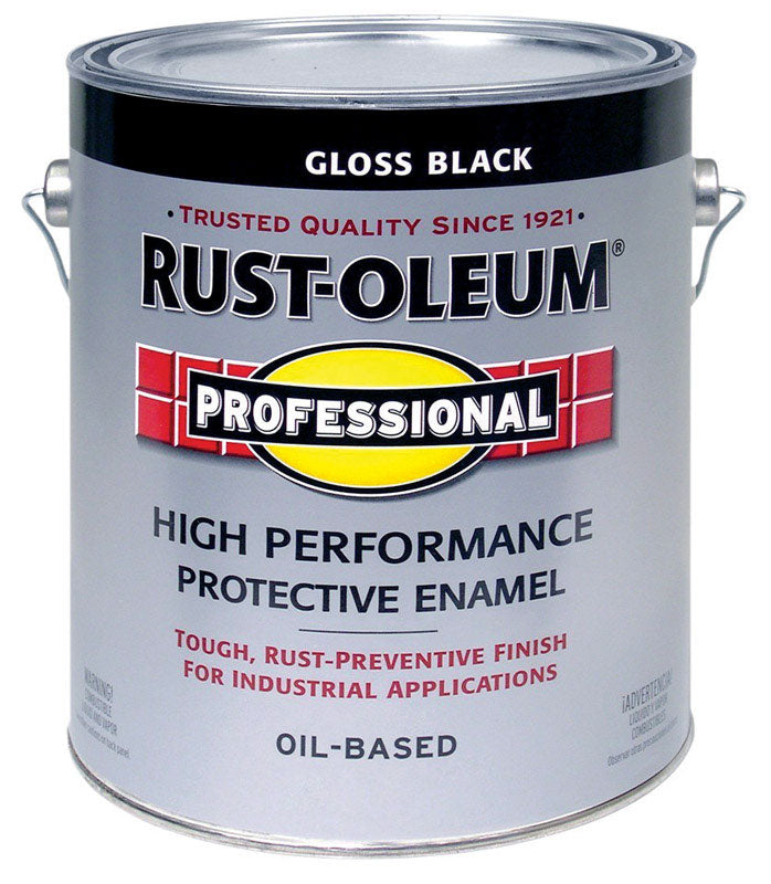 RUST-OLEUM - Rust-Oleum Professional Indoor and Outdoor Gloss Black Oil-Based Protective Paint 1 gal - Case of 2